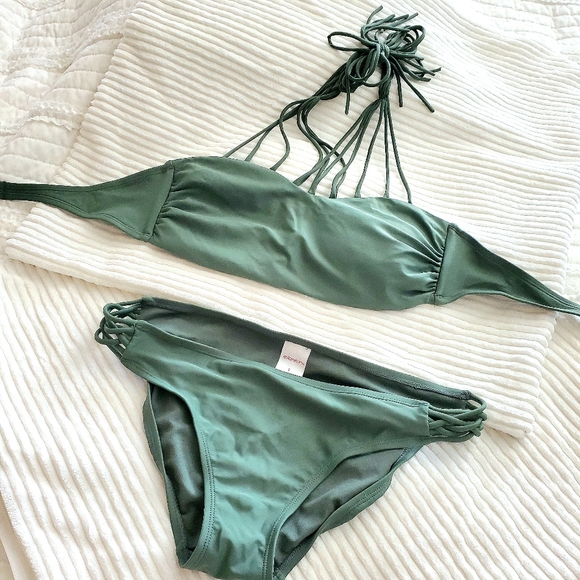 Xhilaration/Target Bikini TOP and BOTTOM Sage-Olive Green (Size Large) - Picture 2 of 8